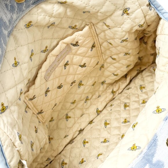 Vivienne Westwood Vintage Orb Logo Terry Cloth Tote Bag Light Blue [106030] - Picture 12 of 13